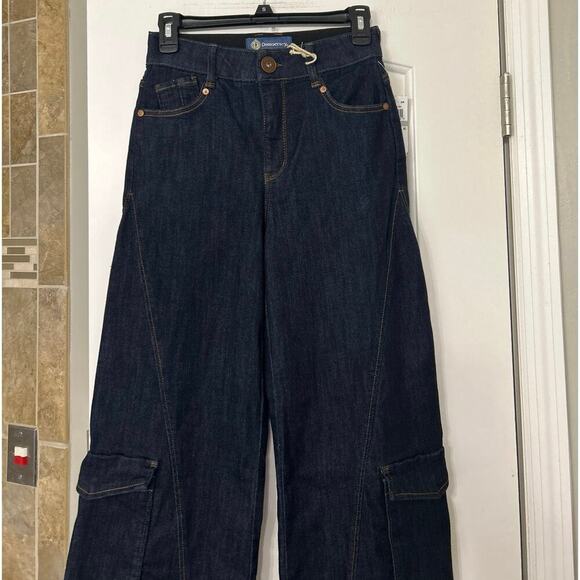 DEMOCRACY NWT Sky Rise Absolution Wide Leg Cargo Dark Indigo Wash Jeans Size 0 - Picture 6 of 14